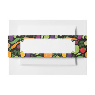 Food on a black background invitation belly band