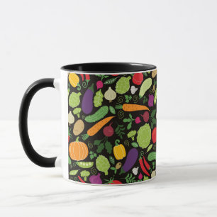 Food on a black background mug