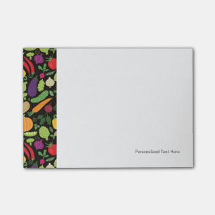 Food on a black background post-it notes