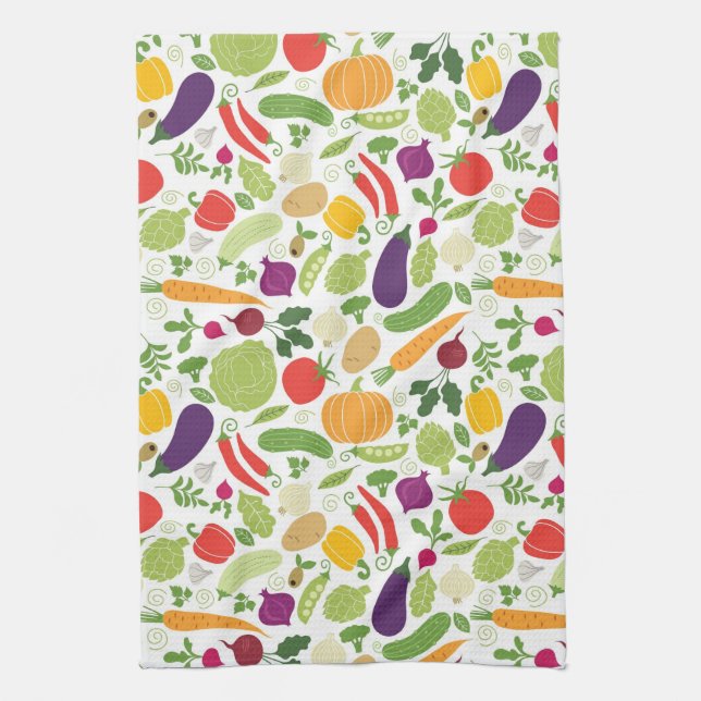 Food on a white background tea towel (Vertical)