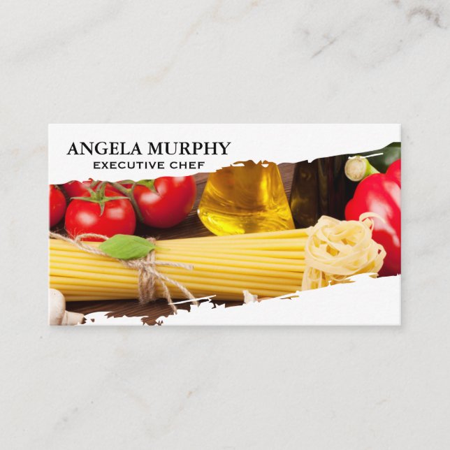 Food on Wood Table Business Card (Front)
