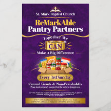 Food Pantry Donation Drive Flyer, Custom Church