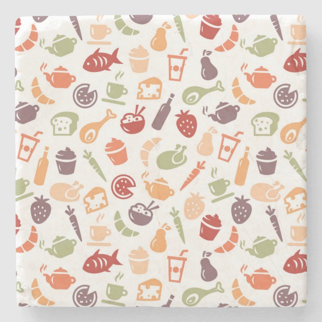 Food Pattern 2 Stone Coaster (Front)