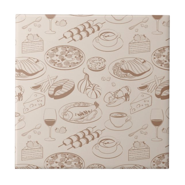 Food Pattern 3 Ceramic Tile (Front)