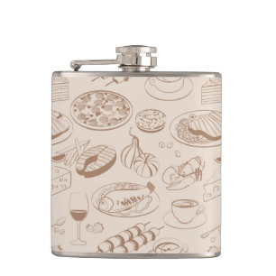 Food Pattern 3 Hip Flask