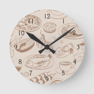 Food Pattern 3 Round Clock