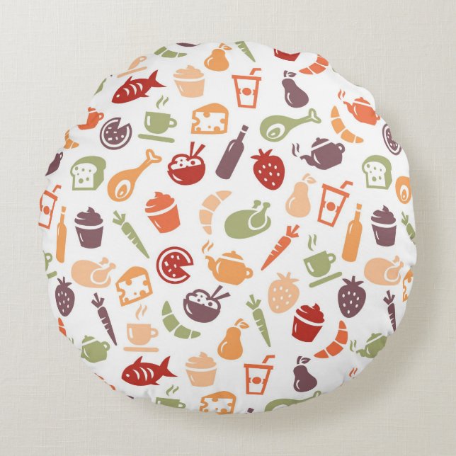Food Pattern 3 Round Cushion (Front)