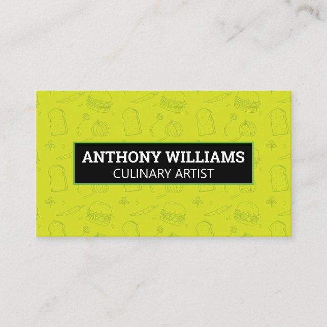 Food Pattern Background | Cooking Business Card (Front)