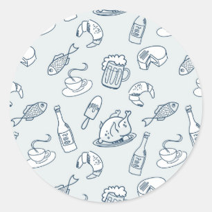 Food Pattern Classic Round Sticker