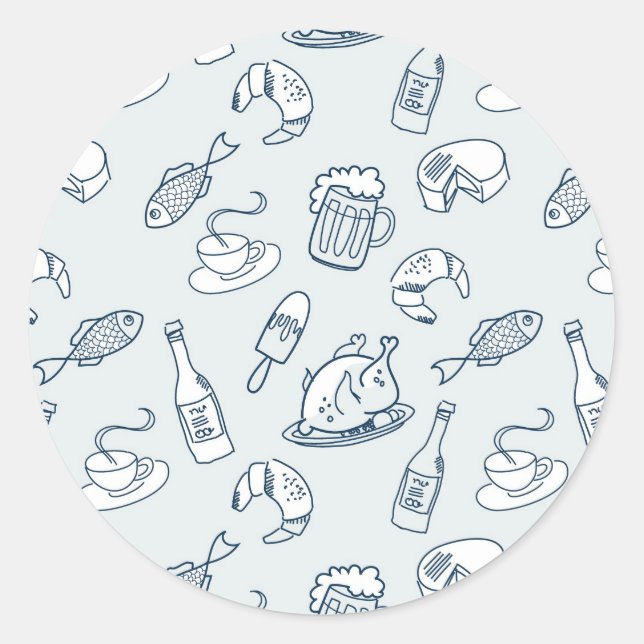 Food Pattern Classic Round Sticker (Front)