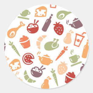 Food Pattern Classic Round Sticker