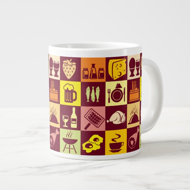 Food Pattern Large Coffee Mug (Front Right)