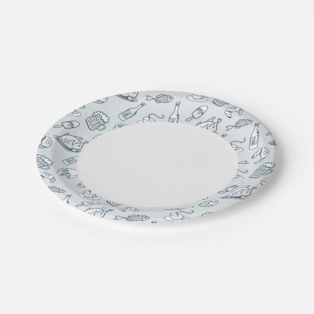 Food Pattern Paper Plate (Angled)