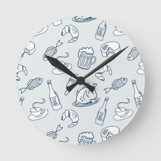 Food Pattern Round Clock (Front)