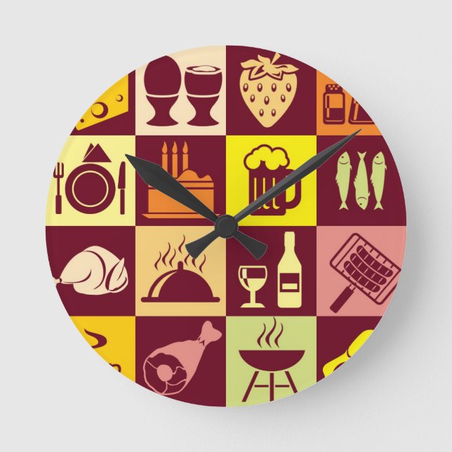 Food Pattern Round Clock (Front)