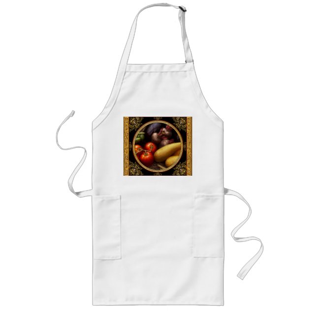 Food - Peppers, Tomatoes, Squash and Turnips Long Apron (Front)