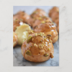 Food Photography Caramel Nut Cream Puff Choux Bun Postcard