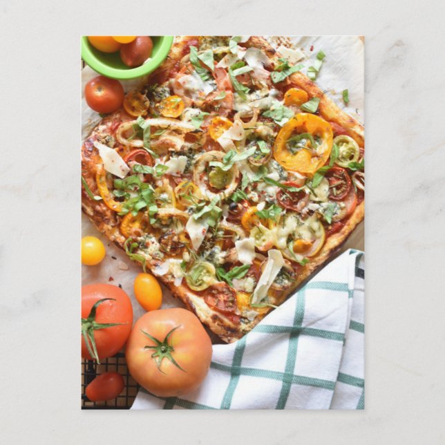 Food Photography Rustic Tomato Puff Pastry Tart Postcard (Front)