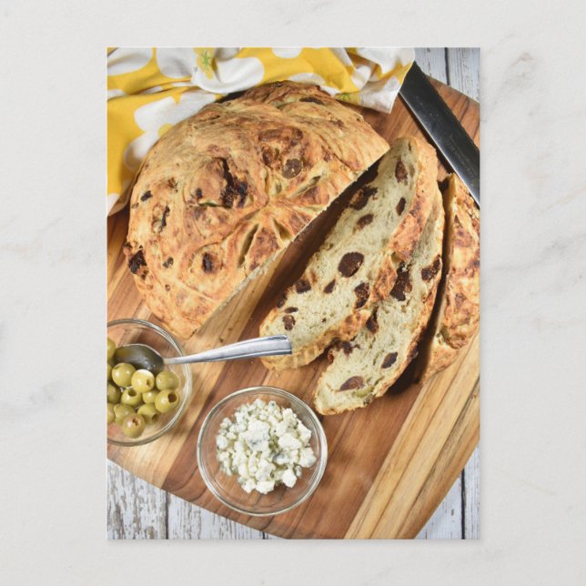 Food Photography Sliced Bleu Cheese Fig Bread Postcard (Front)