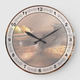 Food - Pie - Mama's peach pie Large Clock