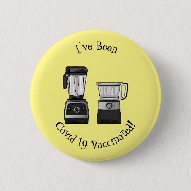 Food processor & blender cartoon illustration 6 cm round badge (Front)