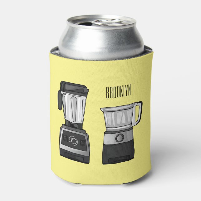Food processor & blender cartoon illustration  can cooler (Can Front)