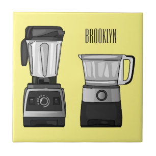 Food processor & blender cartoon illustration  ceramic tile