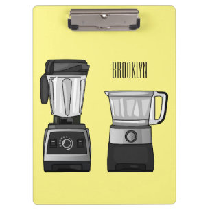 Food processor & blender cartoon illustration clipboard