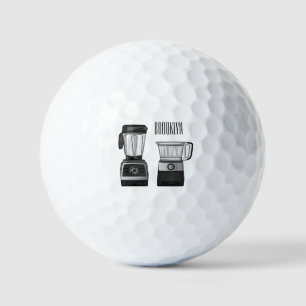 Food processor & blender cartoon illustration  golf balls