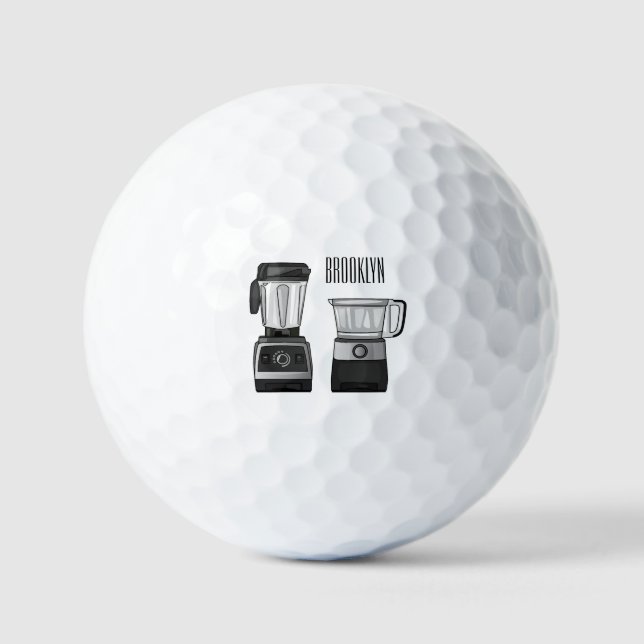 Food processor & blender cartoon illustration  golf balls (Front)