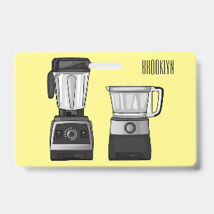 Food processor & blender cartoon illustration ID badge