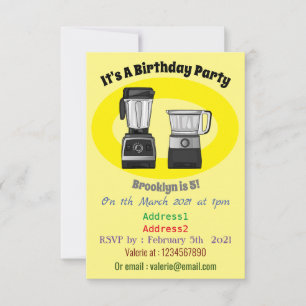 Food processor & blender cartoon illustration invitation