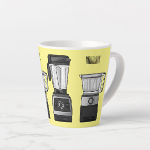 Food processor & blender cartoon illustration  latte mug
