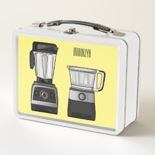 Food processor & blender cartoon illustration metal lunch box