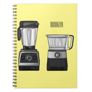 Food processor & blender cartoon illustration notebook