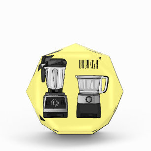 Food processor & blender cartoon illustration photo block