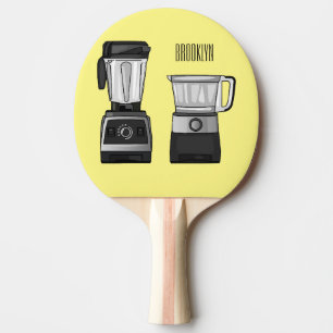 Food processor & blender cartoon illustration  ping pong paddle