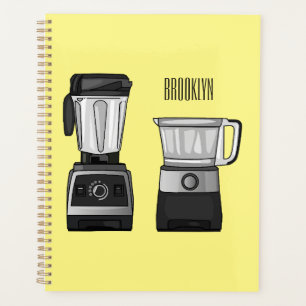 Food processor & blender cartoon illustration planner