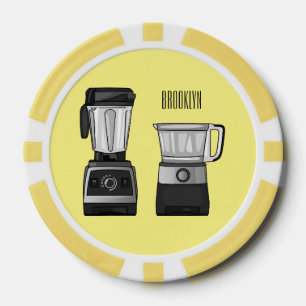 Food processor & blender cartoon illustration poker chips