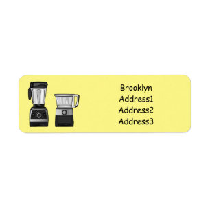 Food processor & blender cartoon illustration return address label