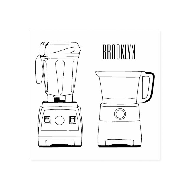 Food processor & blender cartoon illustration rubber stamp (Imprint)