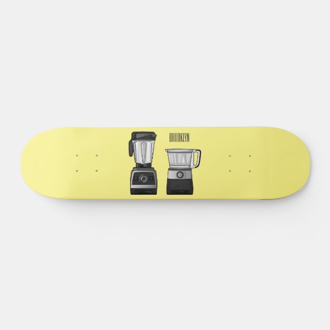 Food processor & blender cartoon illustration  skateboard (Horz)