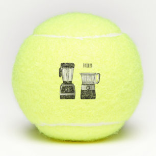 Food processor & blender cartoon illustration tennis balls