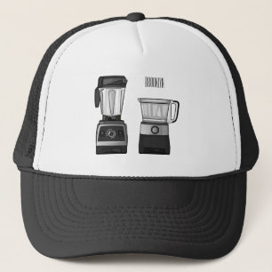 Food processor & blender cartoon illustration trucker hat