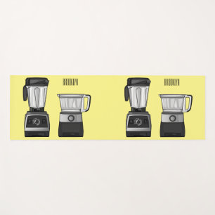 Food processor & blender cartoon illustration yoga mat