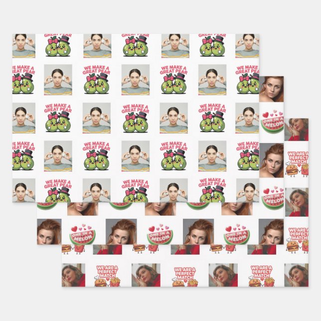 Food Pun Love Wrapping Paper Sheets (Set)