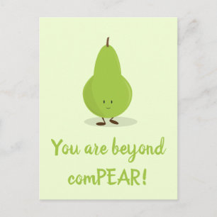 Food Pun Thank You Pear Fruit Cute Food Postcard