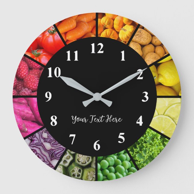 Food Rainbow Clock - Colourful Fruit and Vegetable (Front)