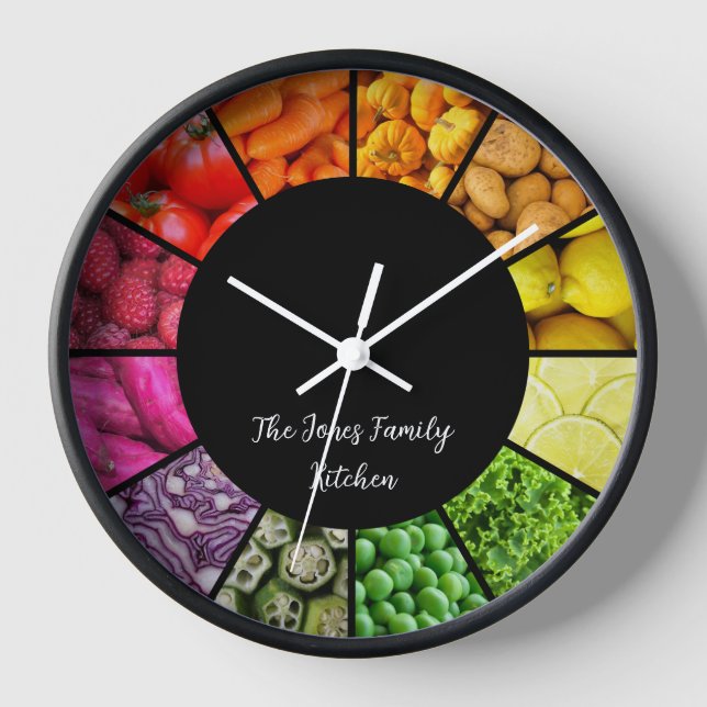 Food Rainbow Clock - Colourful Fruit and Vegetable (Front)