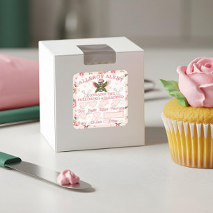 Food Safety Allergy Alert Bakery Butterfly Cake Square Sticker